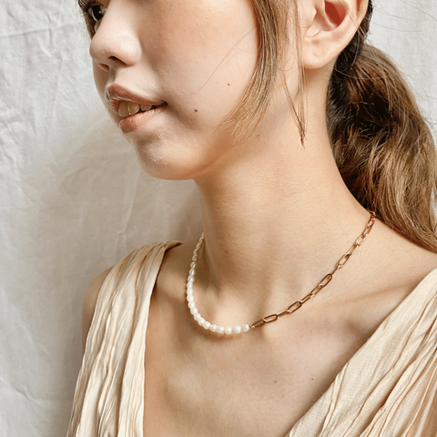 074-11 Margot Freshwater Pearls with Gold Chain Titanium Steel Necklace.png