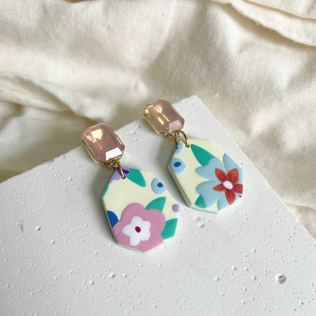 077-7 Arwa Floral Diamon Dangle Earrings with Pink Stone Stud.jpg