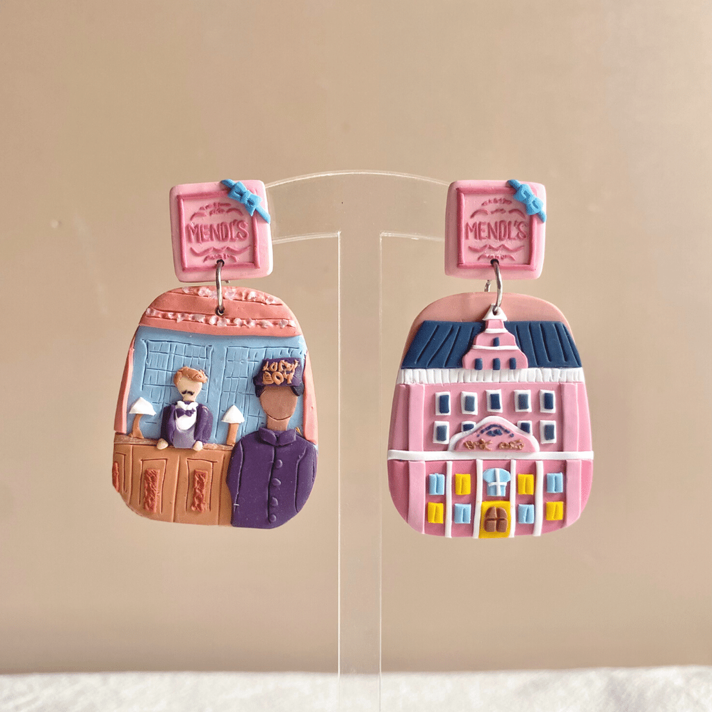 The Grand Budapest Hotel Statement Earrings With Mendl's Box 2.png