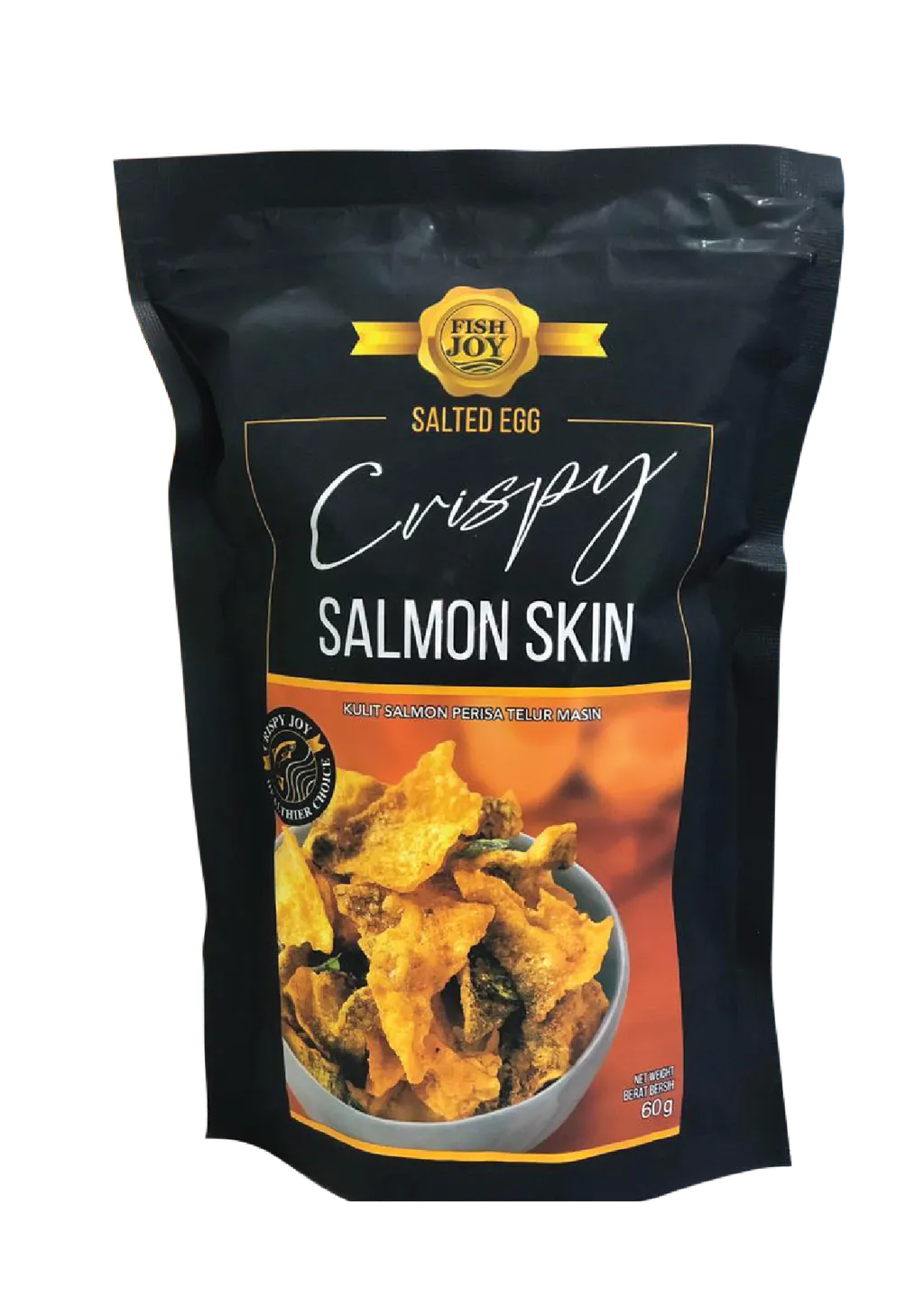 Salted Egg Crispy Salmon Fish Skin Snacks 香脆咸蛋三文鱼皮 60gm Pck Sendo Ichi Seafood