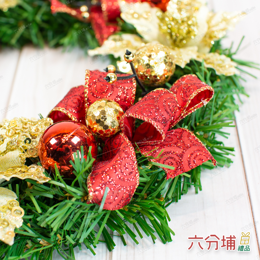 12吋 金花紅緞帶-細部2-L