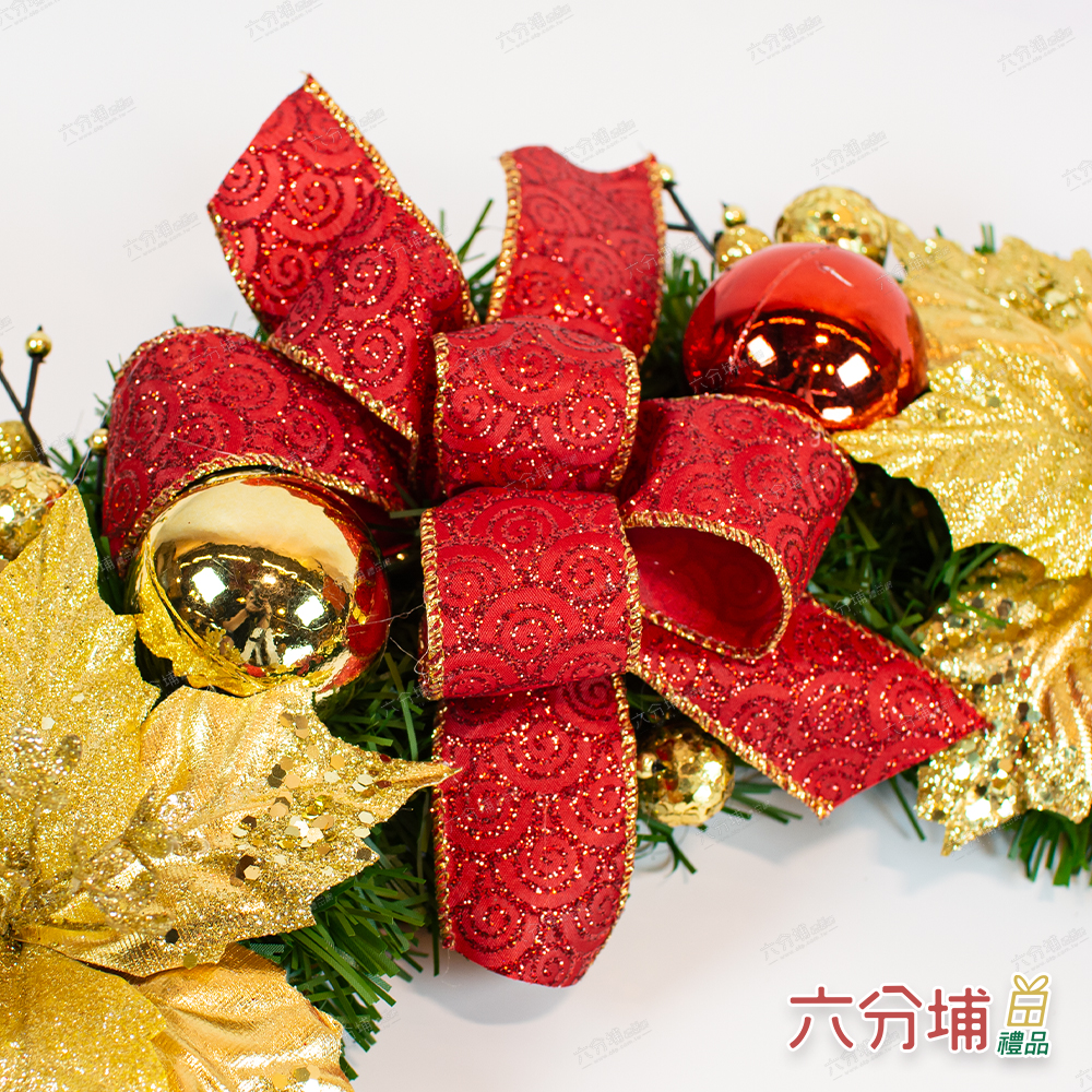20吋 紅緞帶金花-細部1-L