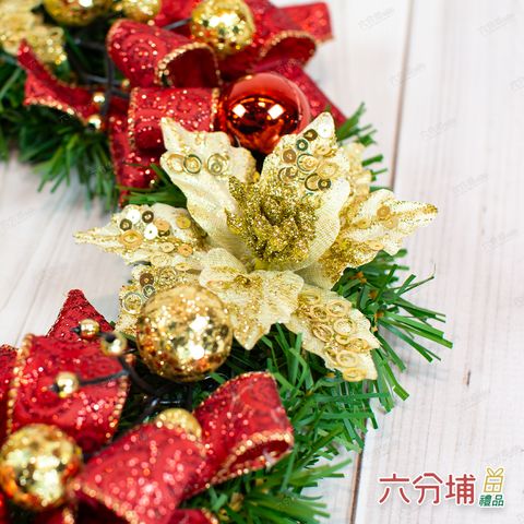 12吋 金花紅緞帶-細部1-L
