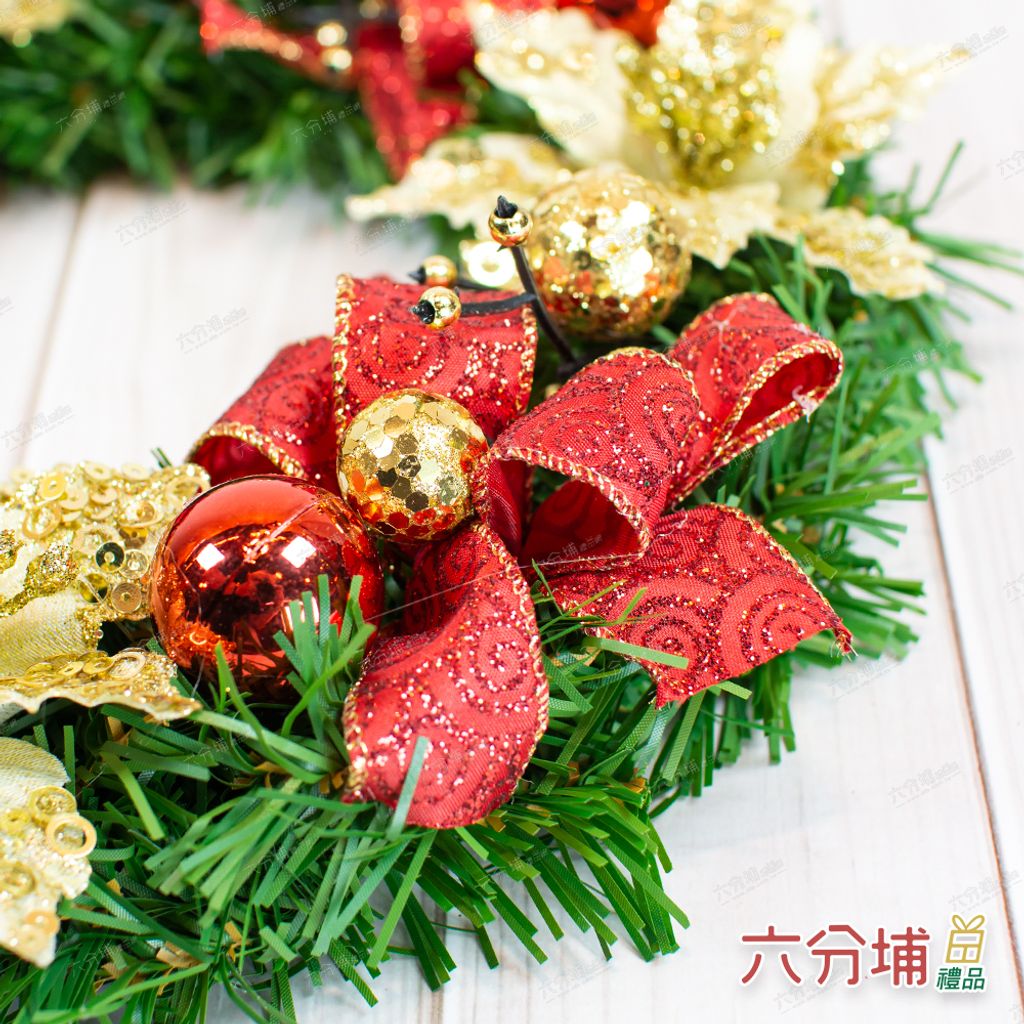 12吋 金花紅緞帶-細部2-L