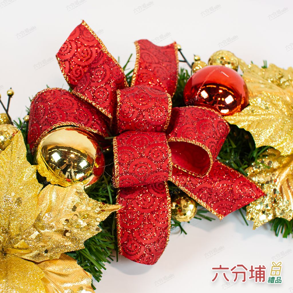 20吋 紅緞帶金花-細部1-L