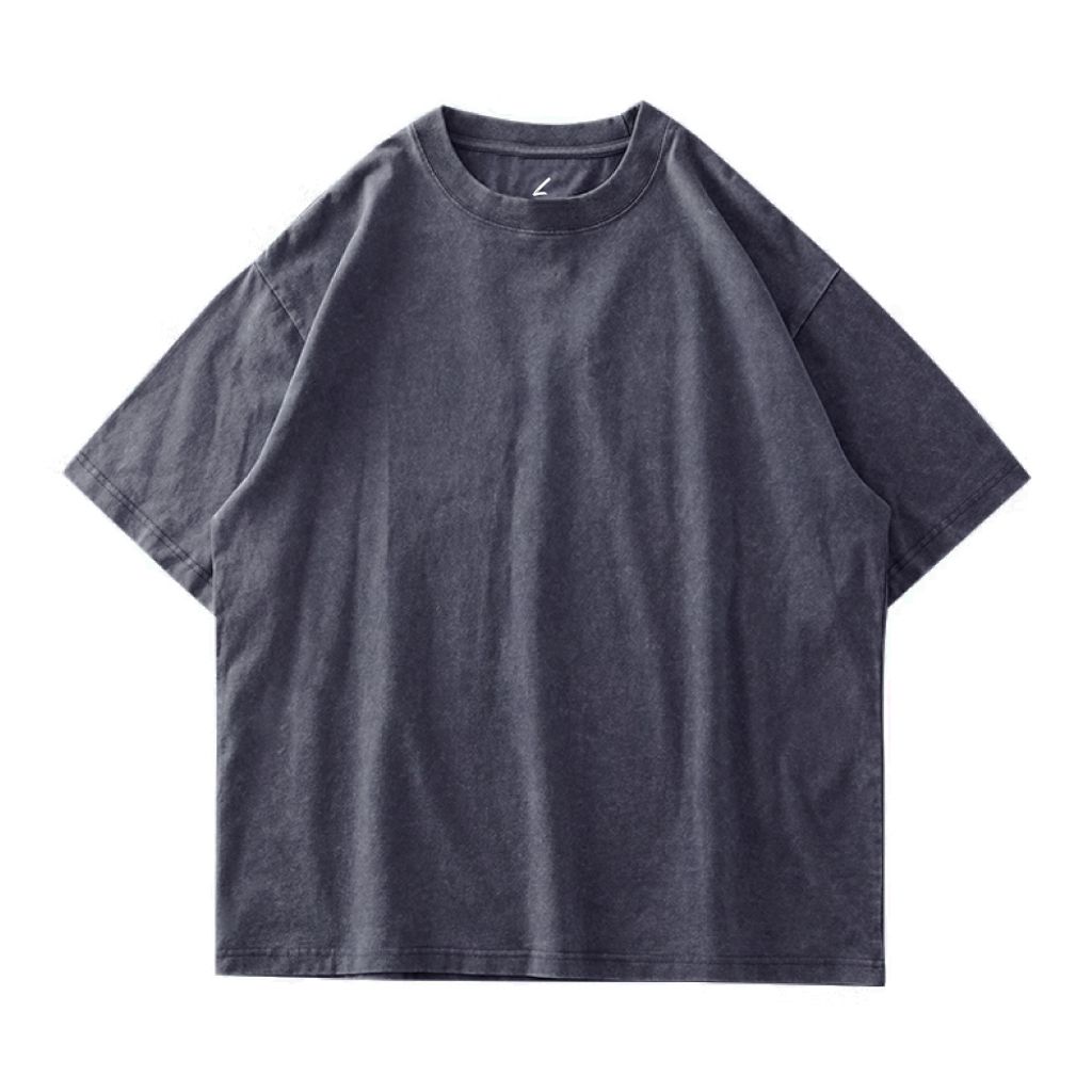 重磅寬版落肩蠟染T恤(蠟染深藍)