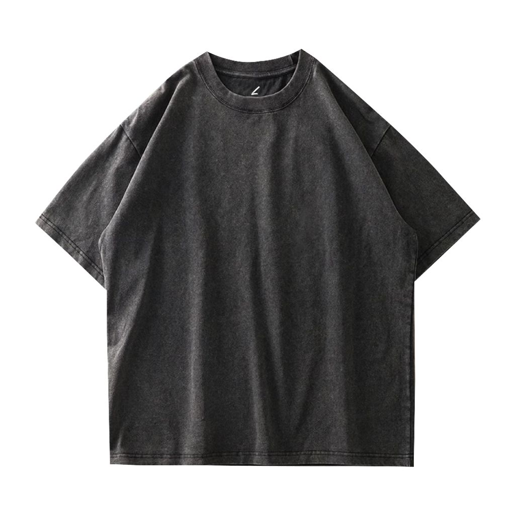 重磅寬版落肩蠟染T恤(蠟染黑)