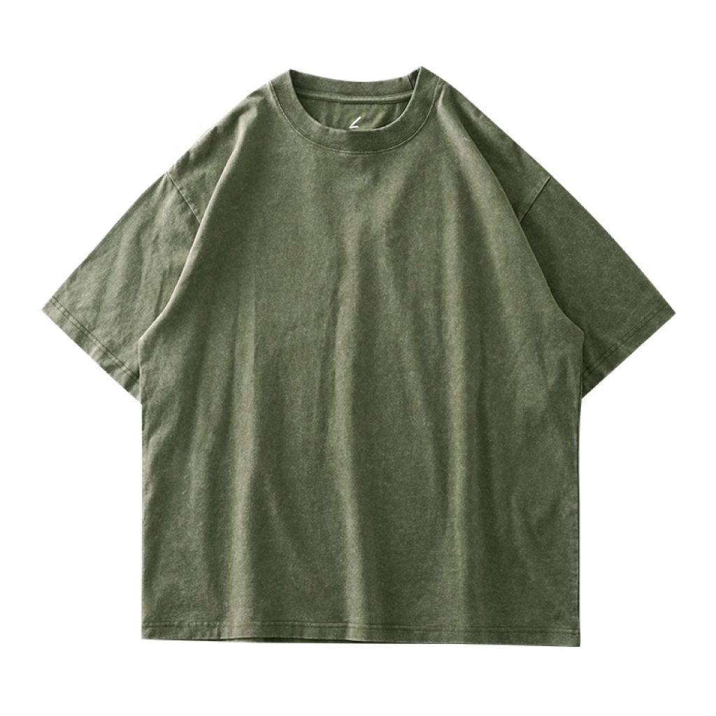 重磅寬版落肩蠟染T恤(蠟染綠)