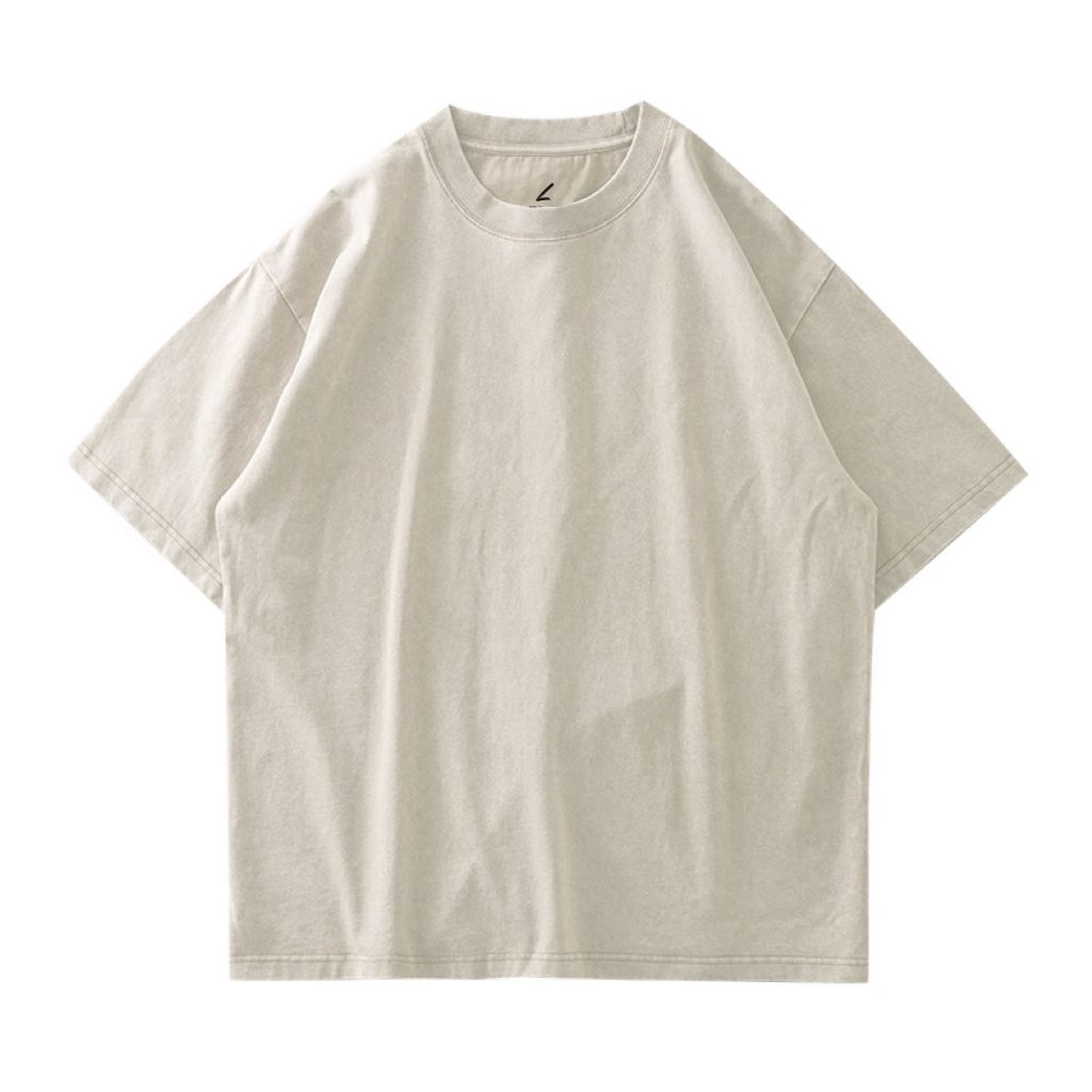 重磅寬版落肩蠟染T恤(蠟染米)