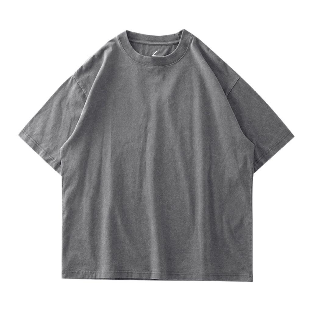 重磅寬版落肩蠟染T恤(蠟染灰)