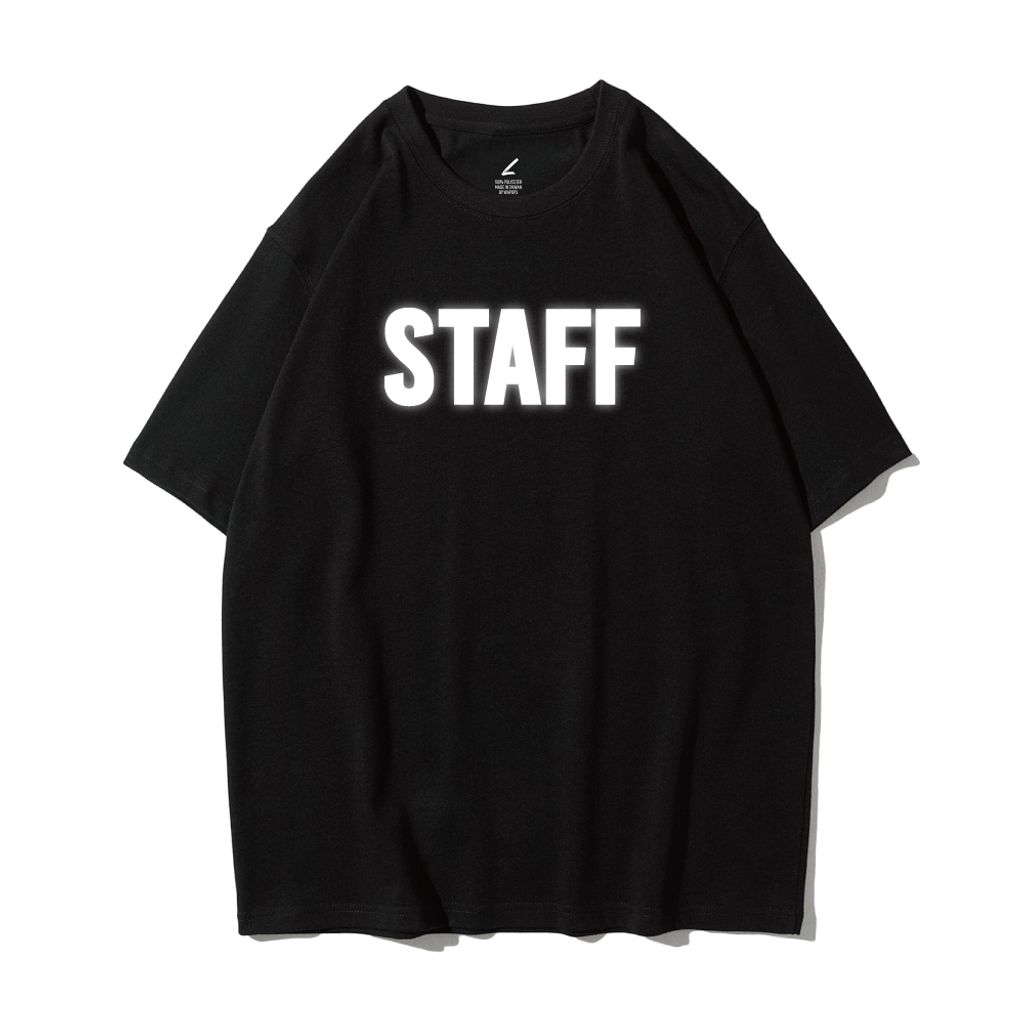 STAFF(工作人員)重磅寬版落肩反光T恤