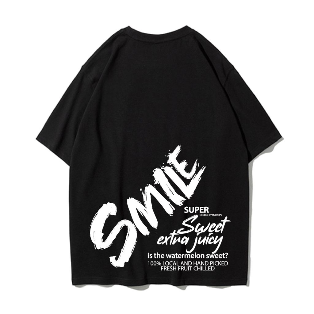 Smile(微笑)重磅落肩T恤(黑色)背面
