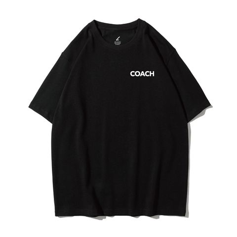COACH(教練)重磅寬版落肩T恤(黑色)正面