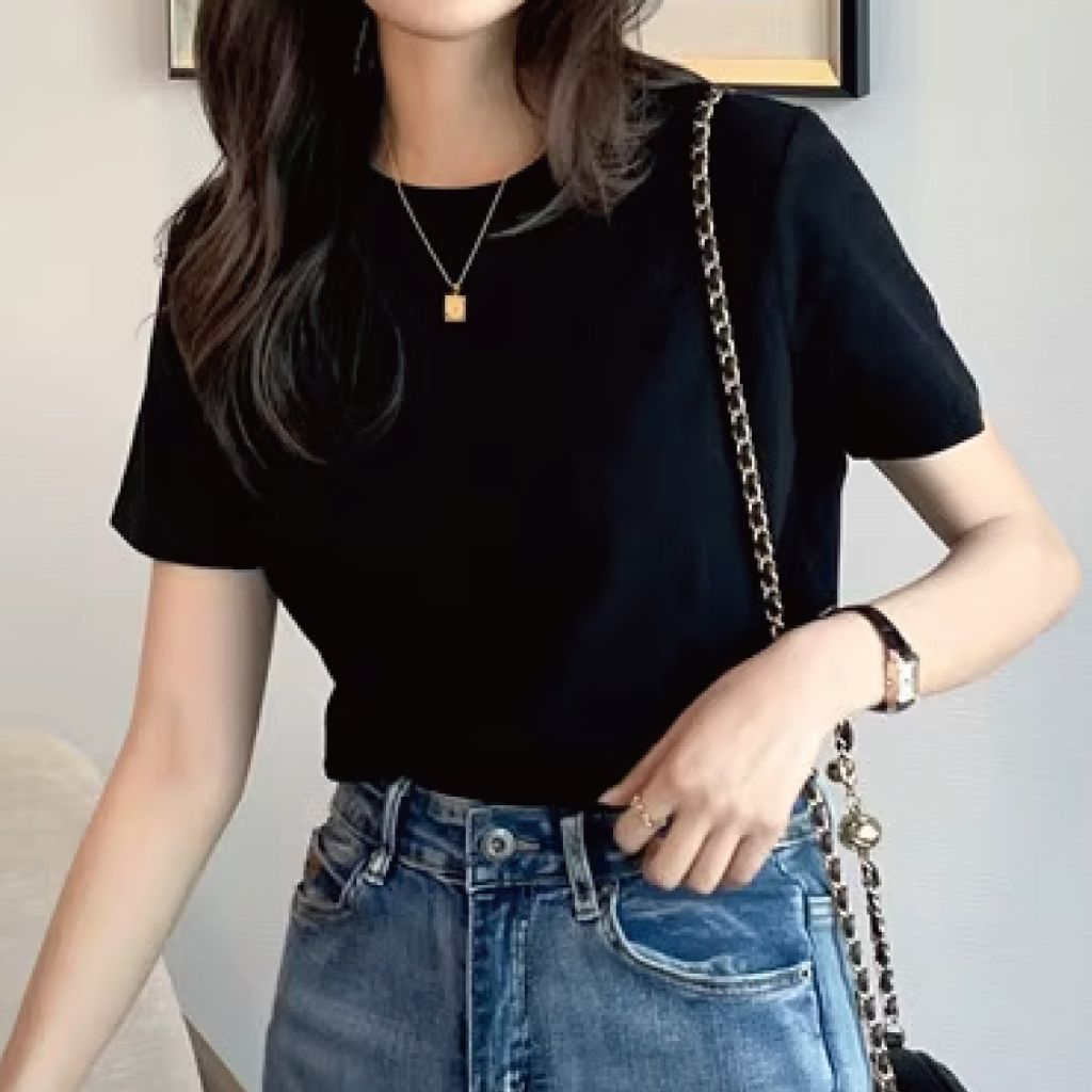 韓版百搭女T恤(黑色)