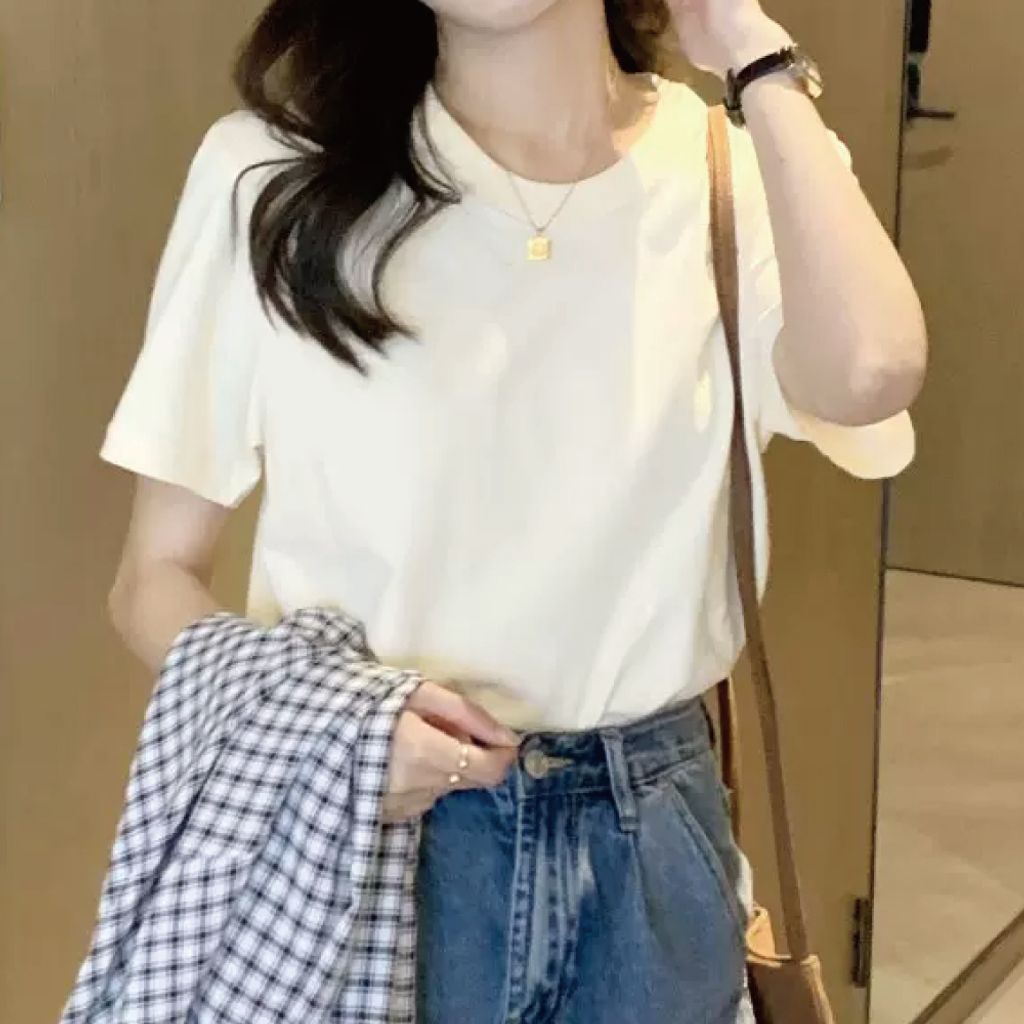 韓版百搭女T恤(奶油白)