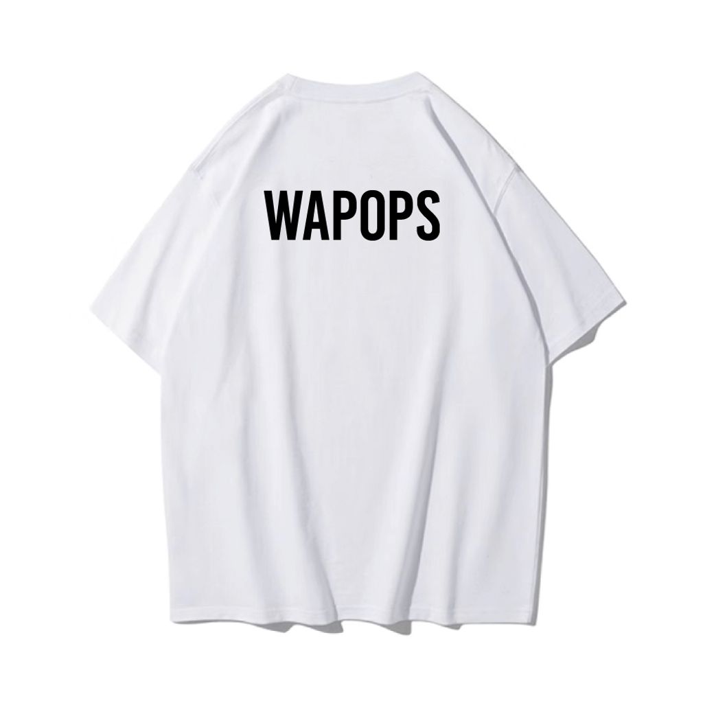 WAPOPS--LOGO款重磅寬版落肩T恤(白色)背面