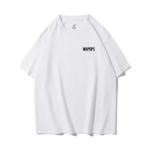 WAPOPS--LOGO款重磅寬版落肩T恤(白色)正面