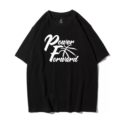 BASKETBALL(籃球位置)重磅寬版落肩T恤-PF大前鋒(黑色)