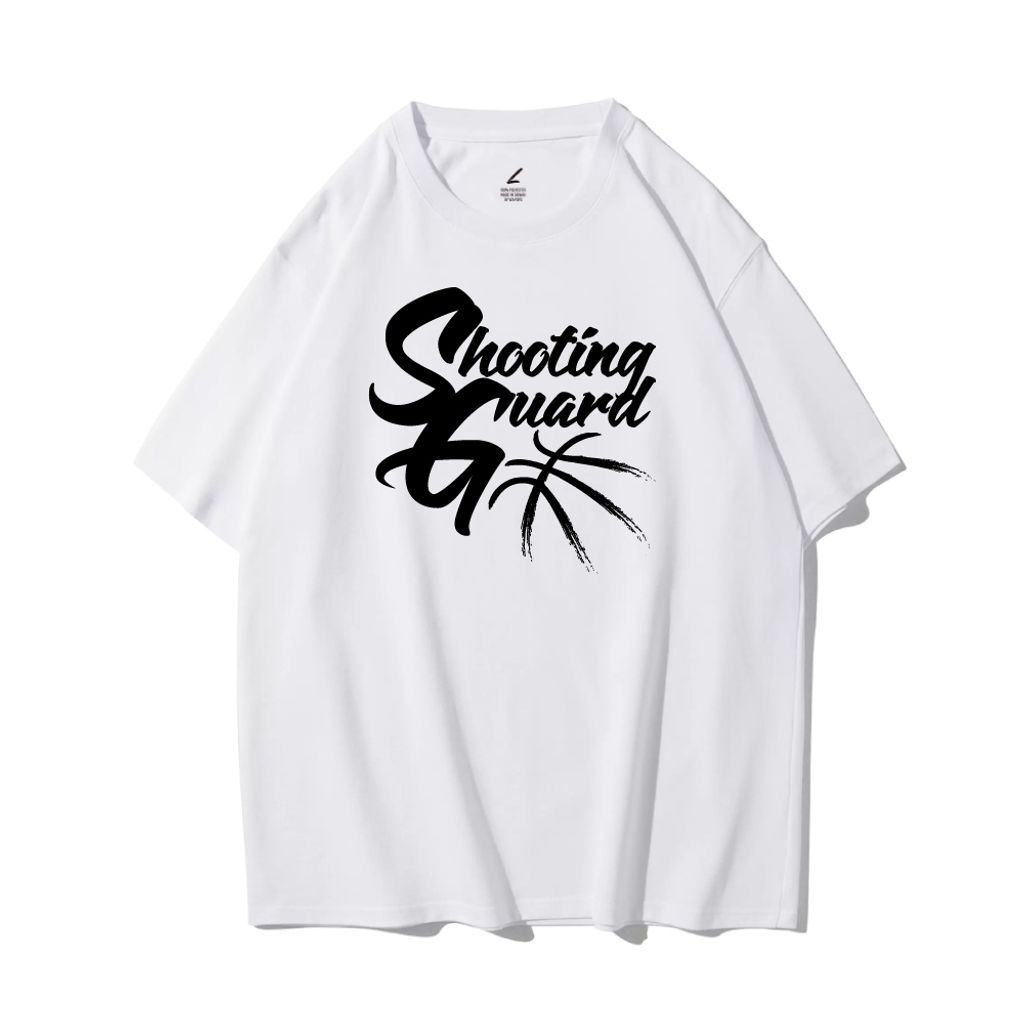 BASKETBALL(籃球位置)重磅寬版落肩T恤-SG得分後衛(白色)