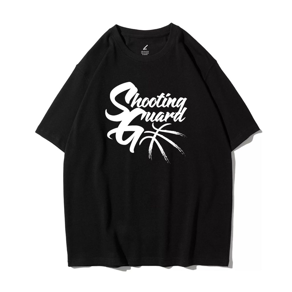 BASKETBALL(籃球位置)重磅寬版落肩T恤-SG得分後衛(黑色)