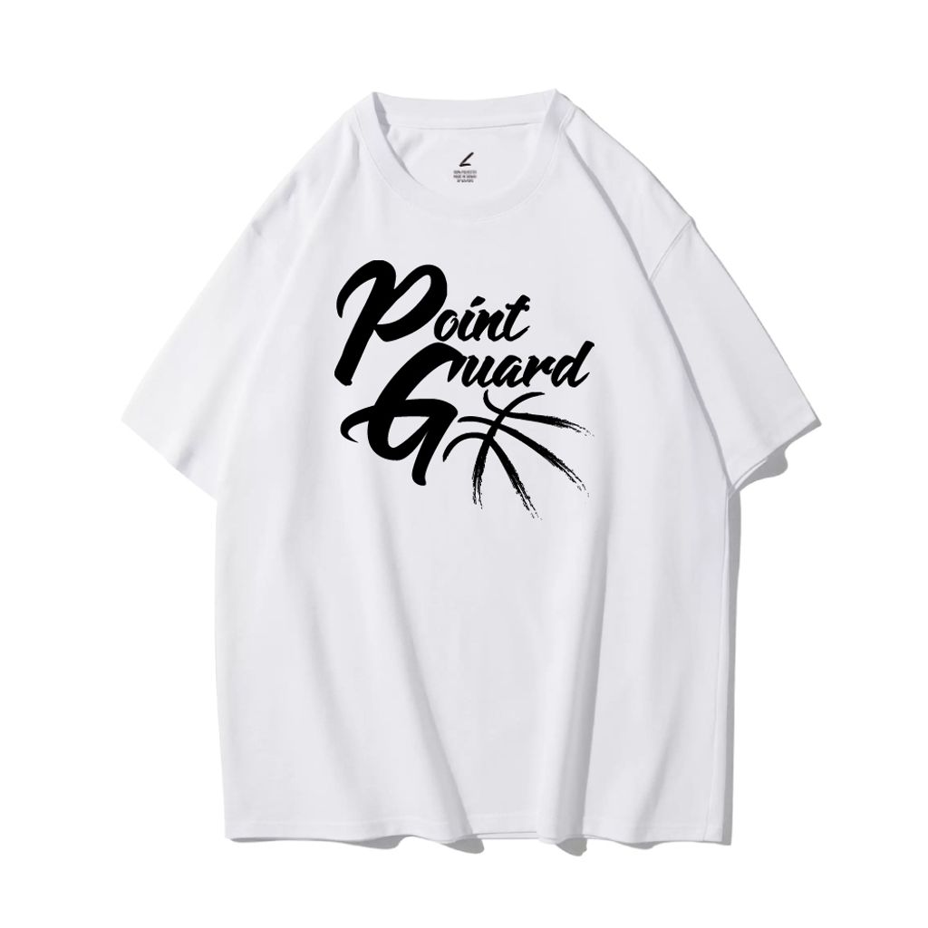 BASKETBALL(籃球位置)重磅寬版落肩T恤-PG控球後衛(白色)