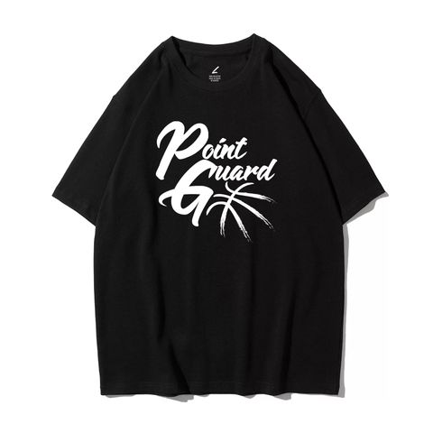 BASKETBALL(籃球位置)重磅寬版落肩T恤-PG控球後衛(黑色)