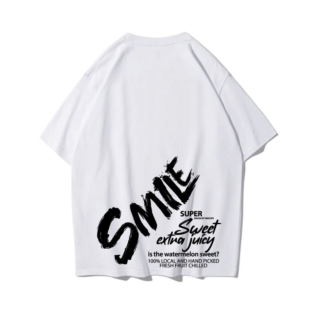 Smile(微笑)重磅寬版落肩T恤(白色)背面