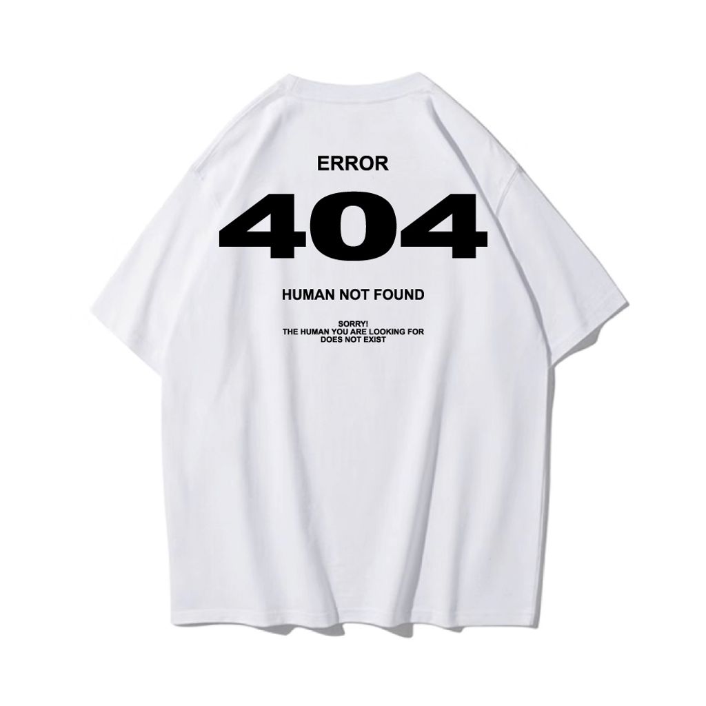 ERROR-404(錯誤)重磅寬版落肩T恤(白色)背面