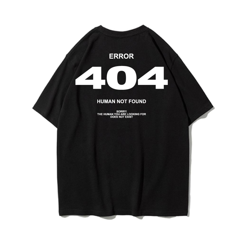 ERROR-404(錯誤)重磅寬版落肩T恤(黑色)背面