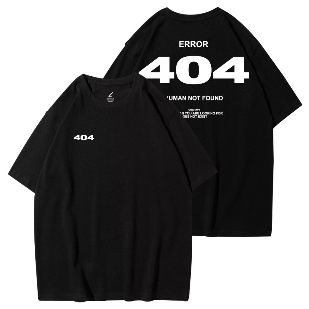 ERROR-404(錯誤)重磅寬版落肩T恤(黑色)