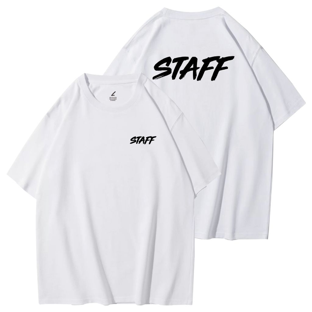STAFF(工作人員)重磅寬版落肩T恤(白色)