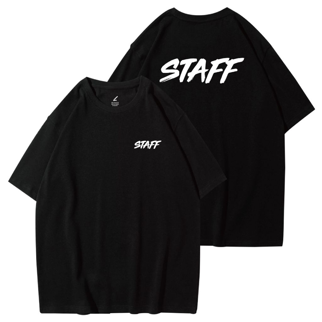 STAFF(工作人員)重磅寬版落肩T恤(黑色)