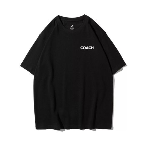 COACH(教練)重磅寬版落肩T恤(黑色)正面