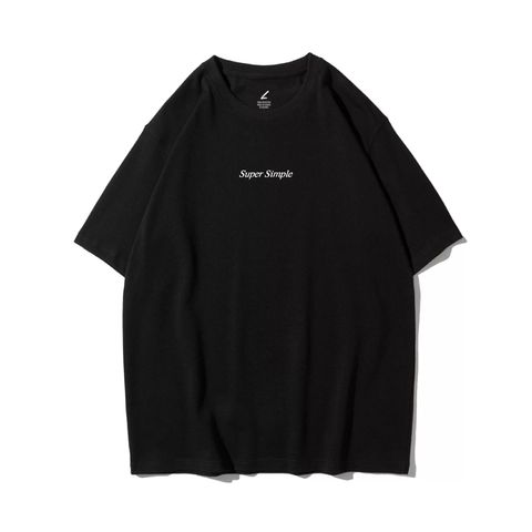 Super Simple(極簡)重磅寬版落肩T恤(黑色)