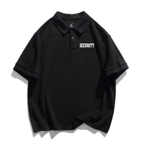 SECURITY(保全)重磅寬版落肩POLO衫(黑色)正面