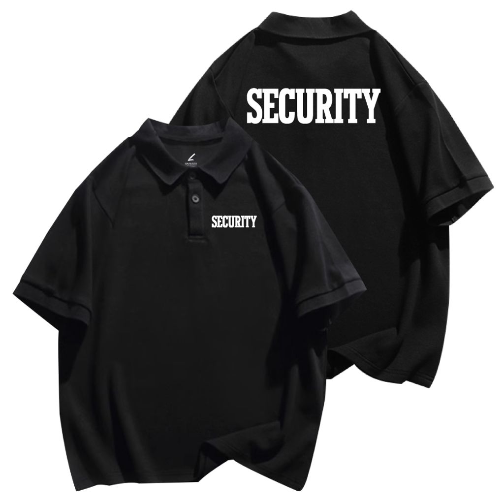 SECURITY(保全)重磅寬版落肩POLO衫(黑色)