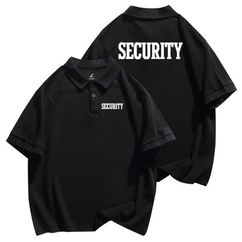 SECURITY(保全)重磅寬版落肩POLO衫(黑色)