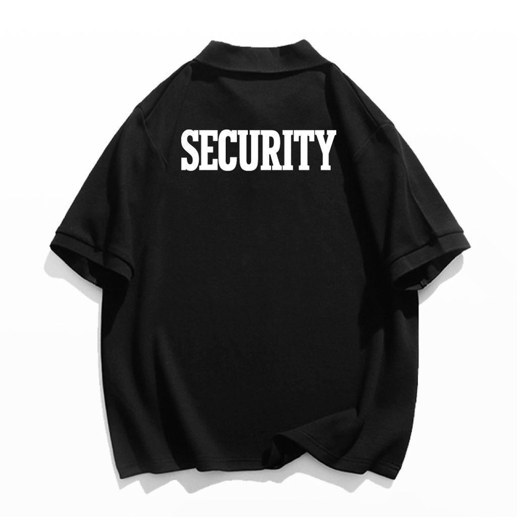 SECURITY(保全)重磅寬版落肩POLO衫(黑色)背面