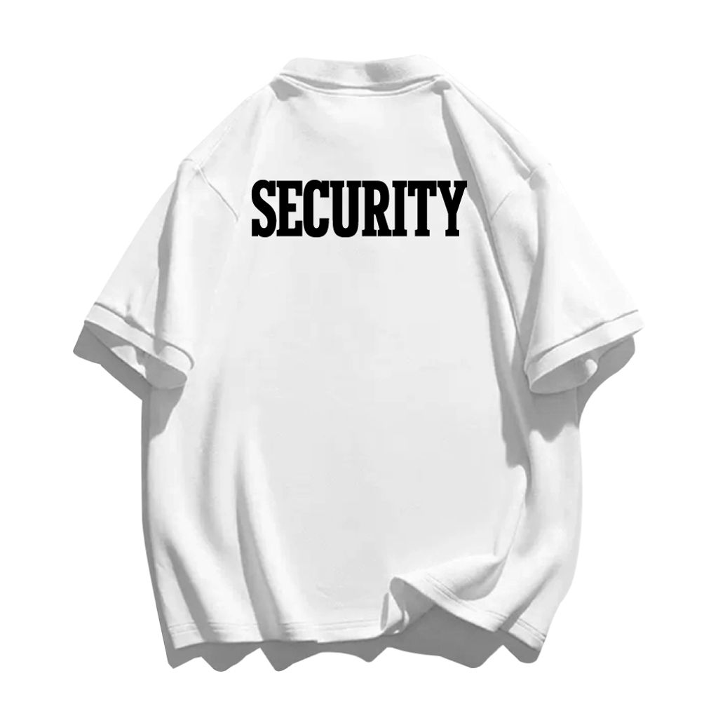 SECURITY(保全)重磅寬版落肩POLO衫(白色)背面