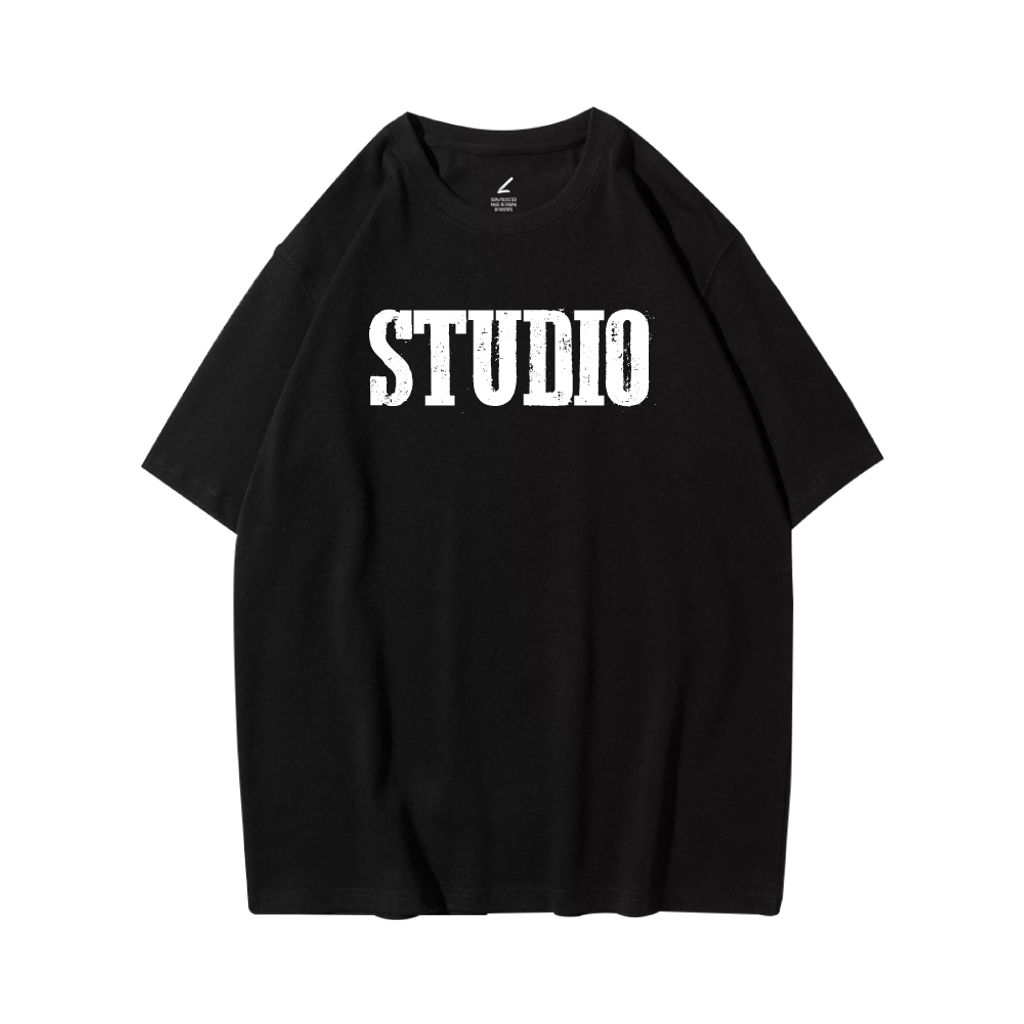 STUDIO(工作室)重磅寬版落肩T恤(黑色)