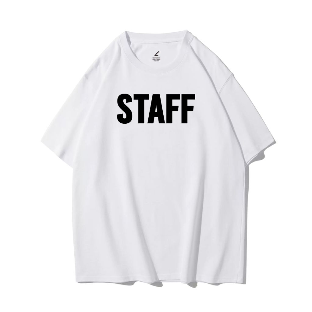 經典STAFF(工作人員)重磅寬版落肩T恤(白色)