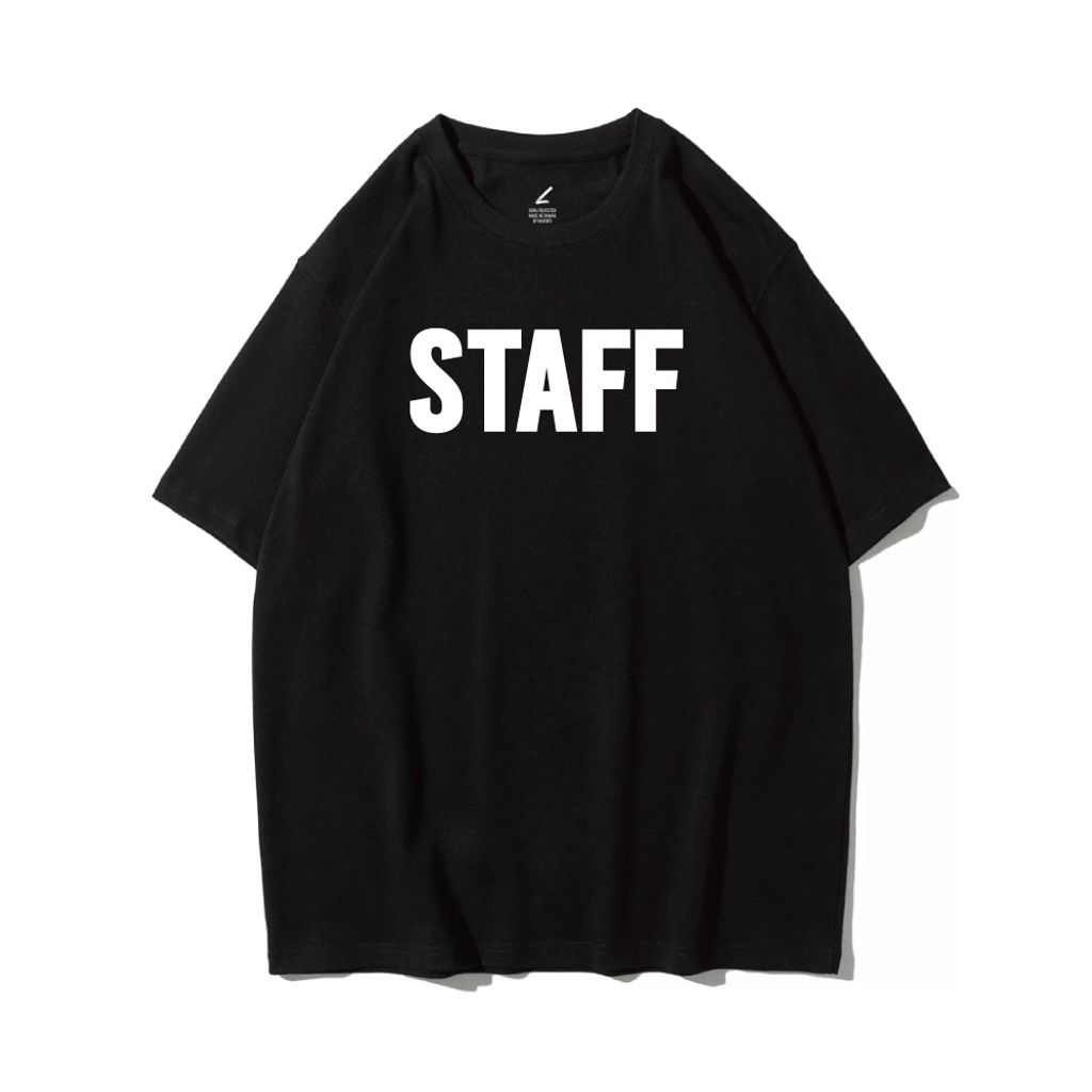 經典STAFF(工作人員)重磅寬版落肩T恤(黑色)