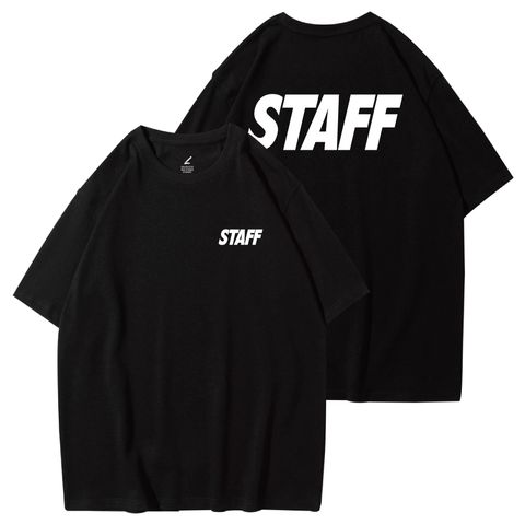 限定STAFF(工作人員)重磅寬版落肩T恤(黑色)