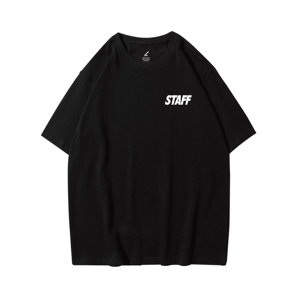 限定STAFF(工作人員)重磅寬版落肩T恤(黑色)正面