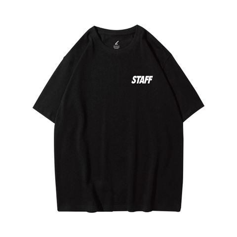 限定STAFF(工作人員)重磅寬版落肩T恤(黑色)正面