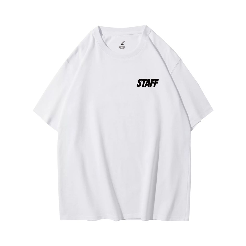 限定STAFF(工作人員)重磅寬版落肩T恤(白色)正面