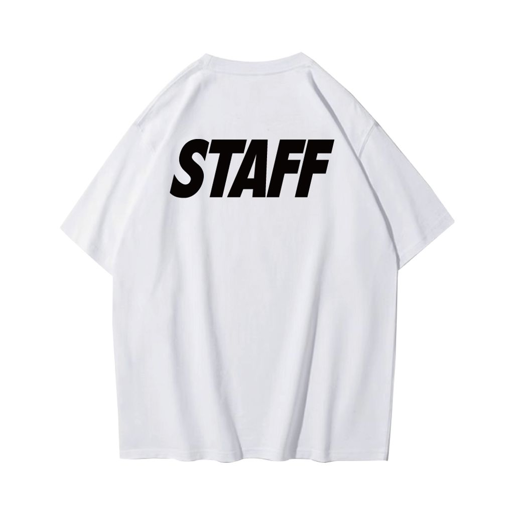 限定STAFF(工作人員)重磅寬版落肩T恤(白色)背面