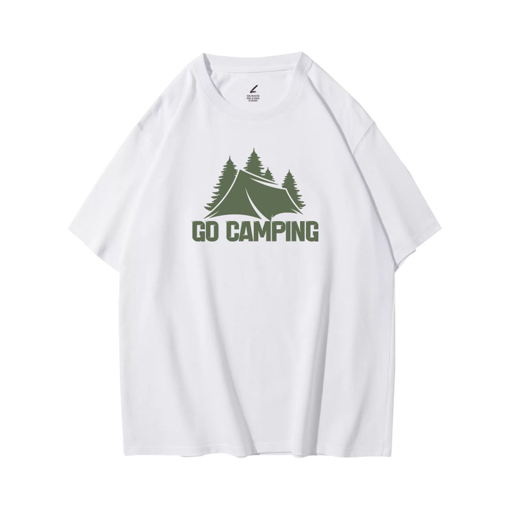 GO CAMPING(露營)重磅寬版落肩T恤(白色)