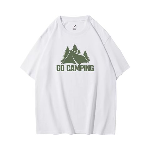 GO CAMPING(露營)重磅寬版落肩T恤(白色)