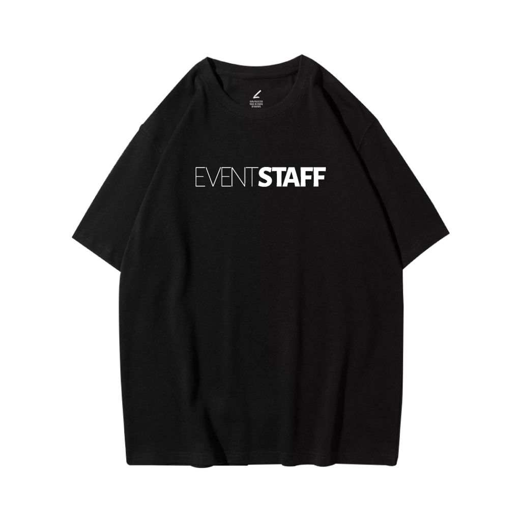 經典EVENT-STAFF(活動工作人員)重磅寬版落肩T恤(黑色)